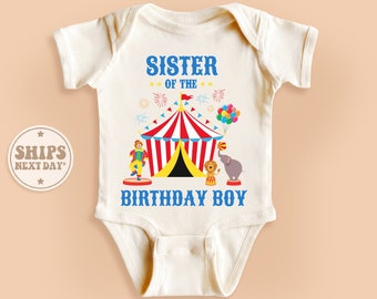 Sister Of The Birthday Boy Onesie®, Circus Baby Bodysuit, Cute Natural Baby Onesie® #TLC00767