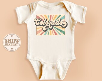 Colorado State Onesie®, Retro Natural Baby Gift, Colorado Baby Bodysuit #TLC00283