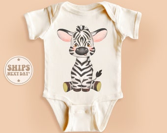 Zebra Onesie®, Safari Baby Onesie®, Cute Animal Baby Bodysuit, Zebra Baby Natural Gift #TLC00460