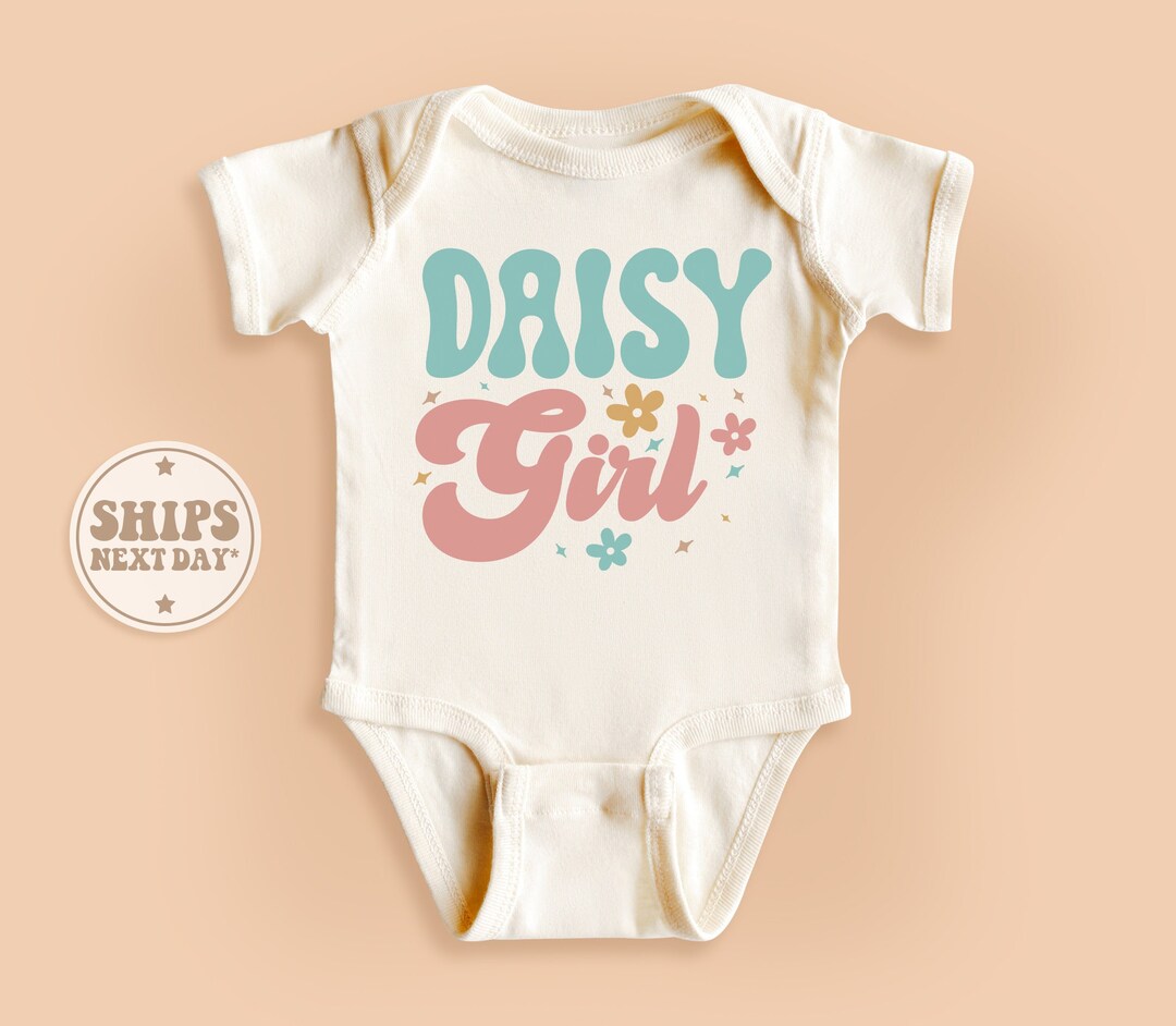 Daisy Girl Onesie®, Retro Floral Baby Onesie®, Cute Daisy Girl Baby