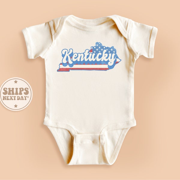Kentucky State Onesie®, Kentucky Baby Bodysuit, Retro Natural Kids Gift, Vintage Patriotic Onesie® #TLC00342