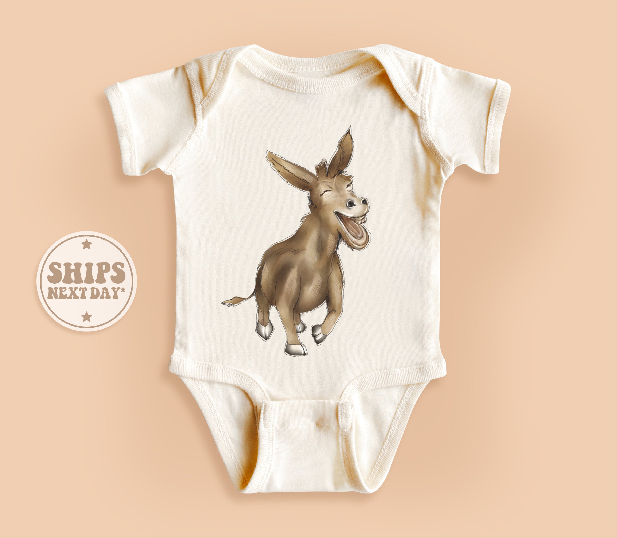 Donkey Onesie®, Animal Baby Onesie®, Donkey Cub Baby Bodysuit, Cute Natural Baby Gift #TLC01892