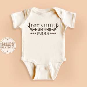 Daddy's Little Hunting Buddy Onesie®, Hunting Daddy Bodysuit, Retro Natural Horn Onesie® #TLC02252