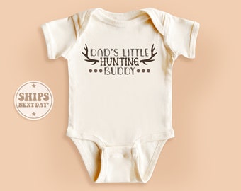 Daddy's Little Hunting Buddy Onesie®, Hunting Daddy Bodysuit, Retro Natural Horn Onesie® #TLC02252