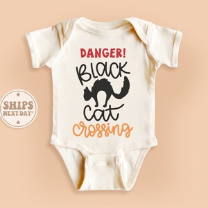 Black Cat Crossing Baby Onesie®, Halloween Cat Baby Bodysuit, Retro Natural Animal Onesie® #TLC02253