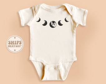 Moon Phase Baby Onesie®, Boho Celestial Bodysuit, Mystical Onesie®, Cute Natural Baby Gift #TLC02080