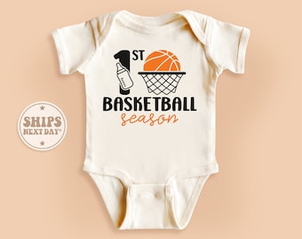 My First Basketball Season Onesie®, Basketball Baby Shower, Basketball Onesie®, Natural Baby Boy Onesie® #TLC02405