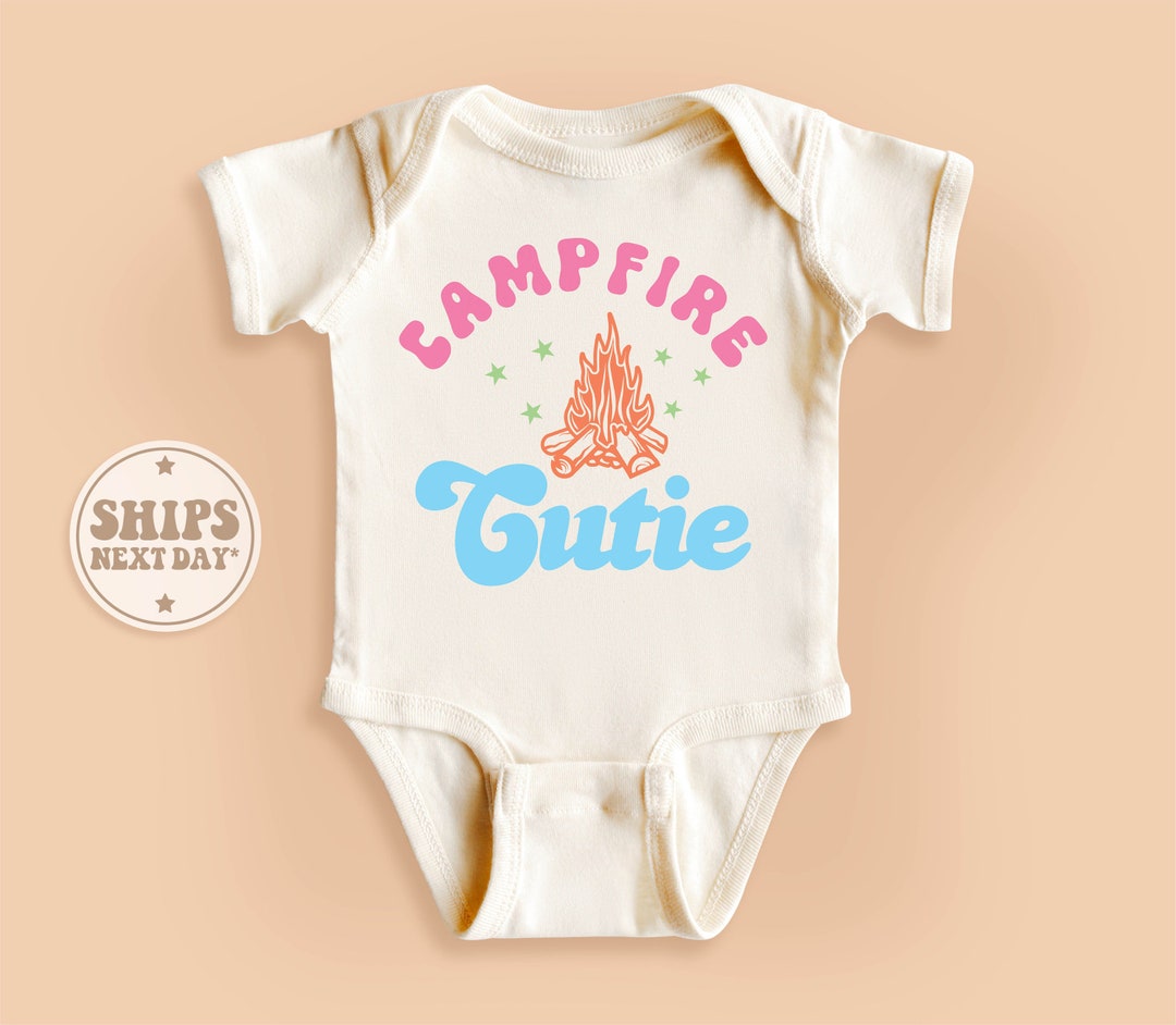 Camp Fire Cutie Onesie® Camper Baby Bodysuit Retro Natural Etsy