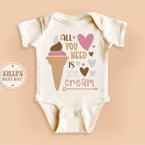 All You Need Is Love Ice Cream Baby Onesie®, Ice Cream Lover Baby Bodysuit, Summer Baby Bodysuit, Retro Natural Kid Gifts #TLC02145
