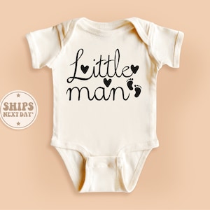 Little Man Baby Bodysuit, Cute Baby Boy Onesie®, Retro Little Boy Natural Gift #TLC01197