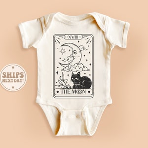 Tarot Card Baby Onesie®, The Moon Onesie®, Boho Celestial Baby Bodysuit, Cute Natural Mystical Onesie® #TLC02092
