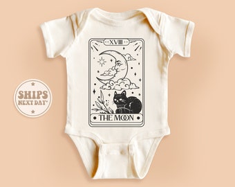 Tarot Card Baby Onesie®, The Moon Onesie®, Boho Celestial Baby Bodysuit, Cute Natural Mystical Onesie® #TLC02092