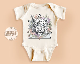 Tiger Onesie®, Little Tiger Onesie®, Baby Tiger Bodysuit, Floral Tiger Onesie®, Safari Vacation Bodysuit, Vintage Natural Kid Gift #TLC02009