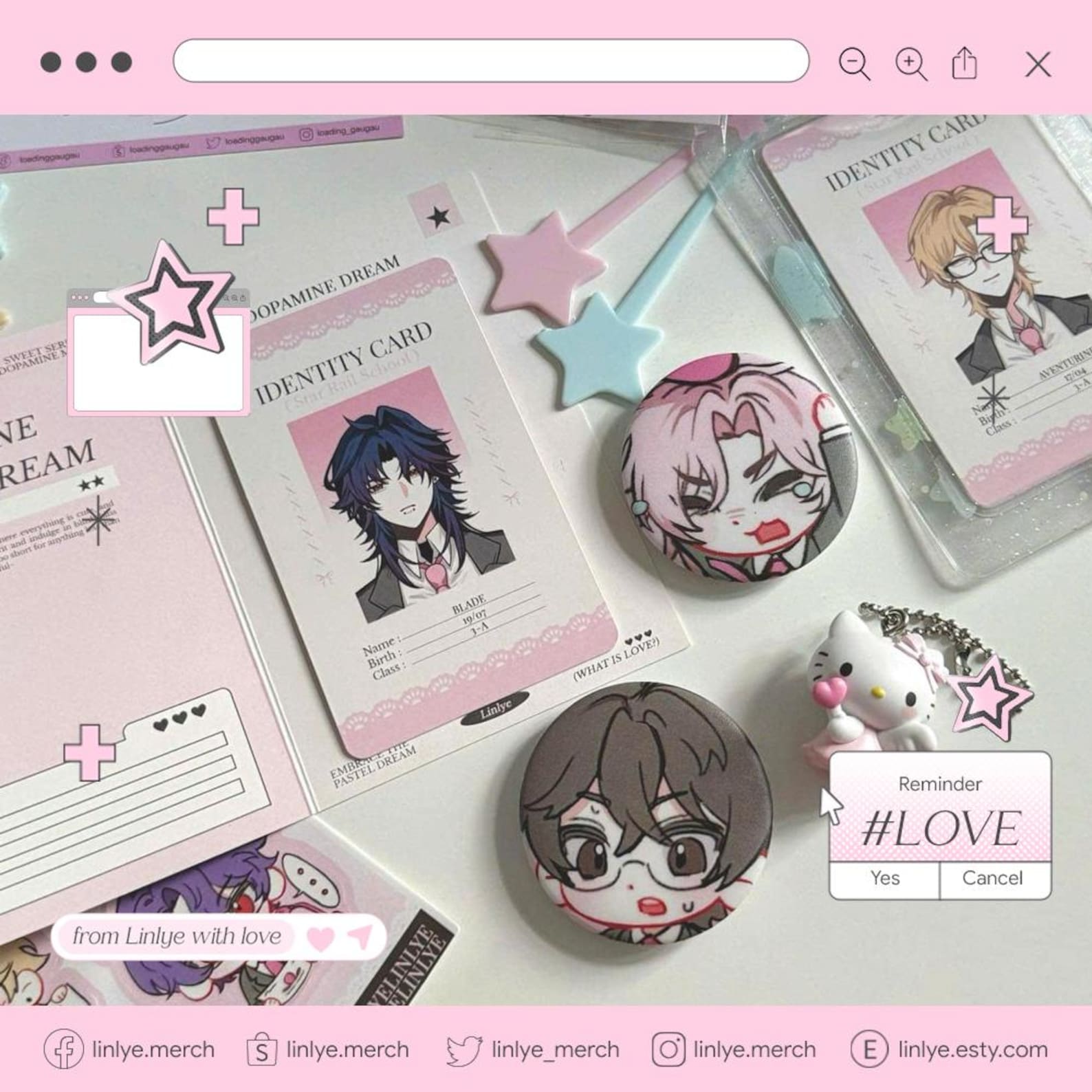 Photocard + Print A6 + Badge + Sticker | Honkai Star Rai | School Boys ...