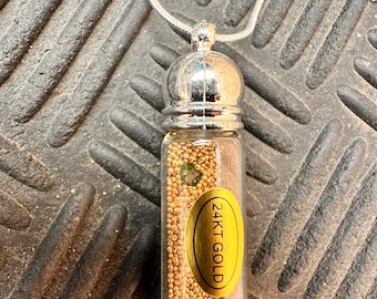 African Kenya 24K Gold Nuggets Bullions In .925 Sterling Silver Bottle Tsavorite Garnet