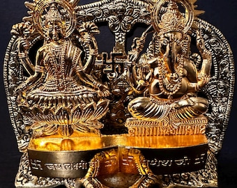 Groot 10 cm hoog beeldje van een Ganesha-olifant uit het oude Tibet, gemaakt van 24-karaats goud en zilver.