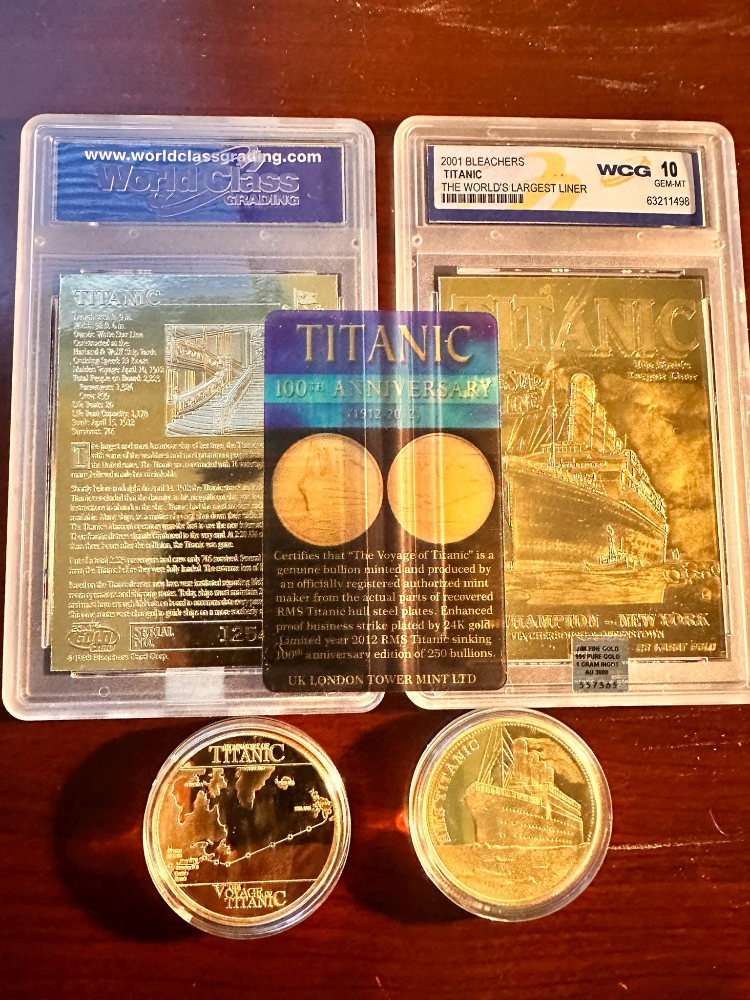 Set of 3 Three 995 Pure 24K Fine Gold Ingot 1 Gram RMS Titanic UK Royal Mint CoA Assayed Bar