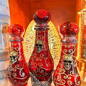 1950 バロック ベネチアン ルビー クリスタル ガラス ボトル 24K .999 ゴールド トリム ベニス イタリア