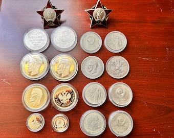 10 TEN Roble-set van het Russische rijk en de USSR, 24 kt goud, 900 zilveren 999 nikkelstaven