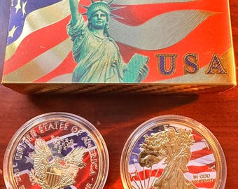 Patriot Set 3 Walking Liberty Eagle Silver and 24K 999 Gold and Silver Bullion Coin