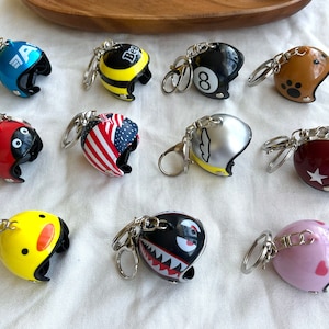 Motorbike Helmet Keychain, Blue or Yellow Plastic With Max Decal, 70s / 80s  Key Charms, Novelty Key Rings 