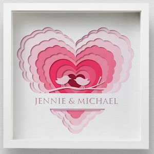 3D Liebe Vogel Schatten Box SVG, personalisierte Valentinstag Mandala Laser Cut