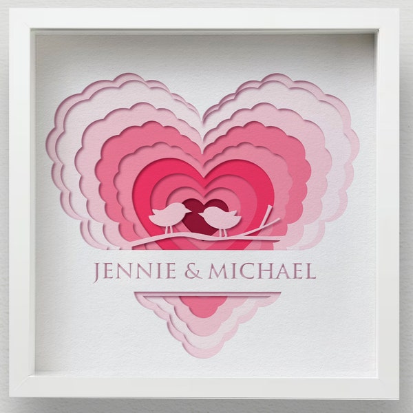 3D Love Bird Shadow Box SVG, Personalized Valentine's Day Mandala Laser Cut 3D Love Bird Shadow Box SVG, Personalized Valentine's Day Mandala Laser Cut