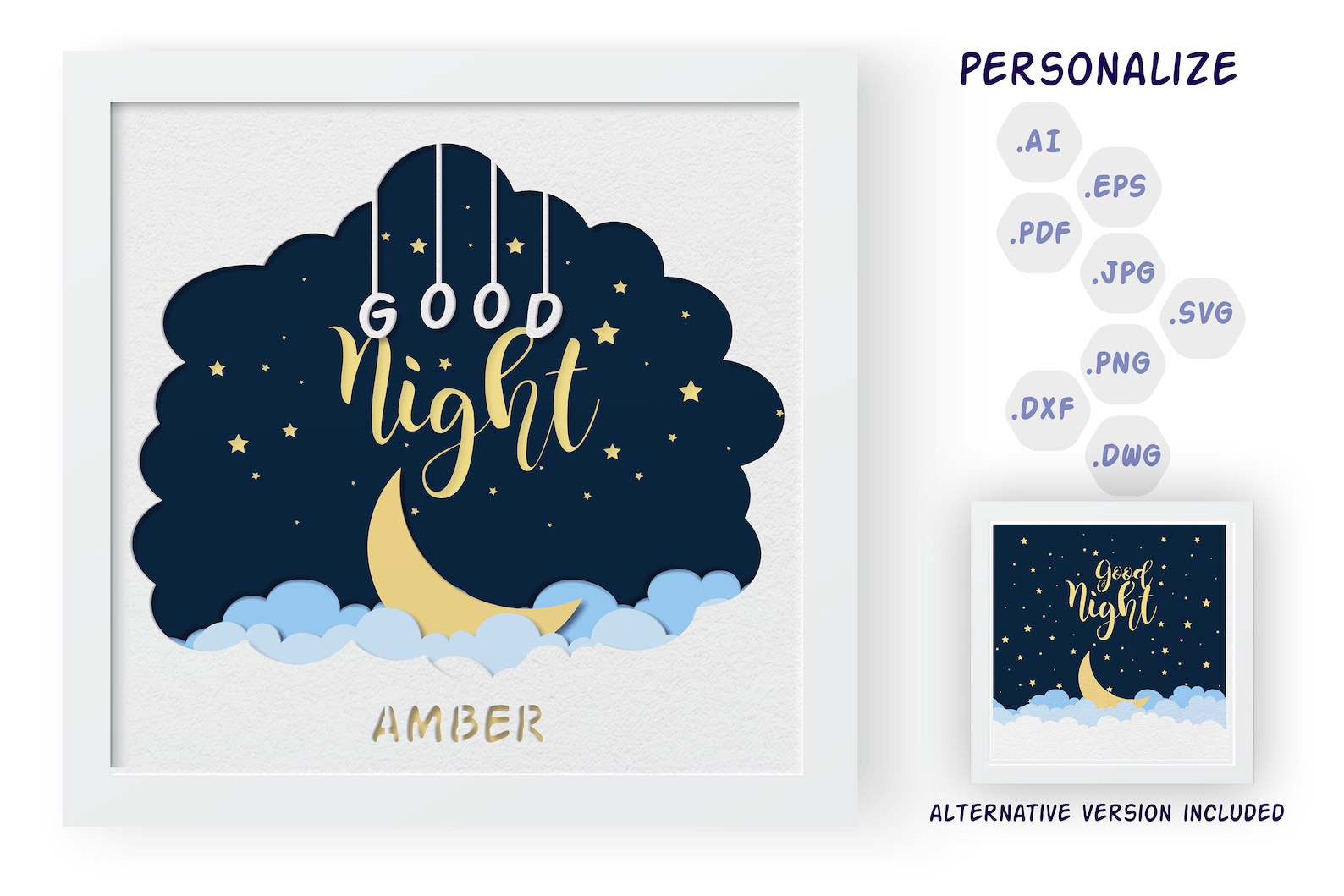 3D Baby Shower Shadow Box SVG Bundle: Rainbow, Photo Frame, Night Theme ...