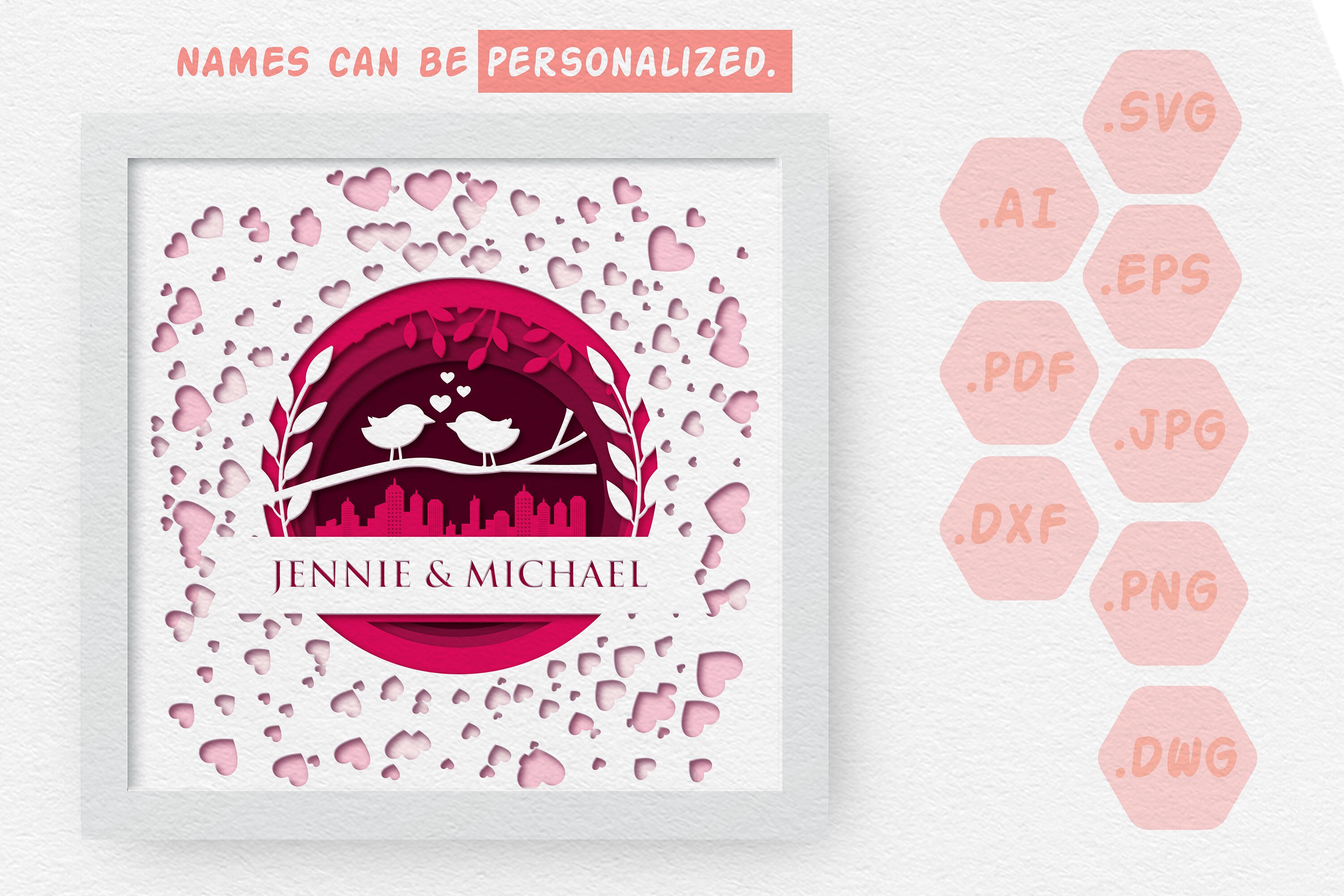 3D Love Shadow Box SVG Bundle Personalized Valentine's - Etsy Australia