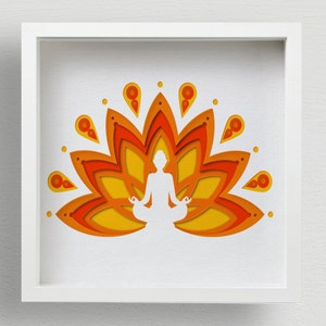 3D Lotus Buddha Shadow Box SVG, Joga Medytacja Mandala Cięcie Laserowe