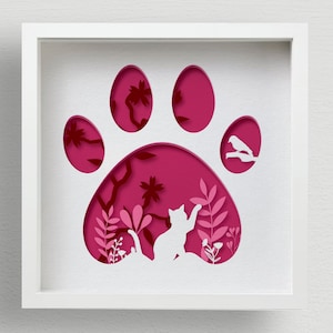 3D Katzenpfote Schattenbox SVG, Laser Cut mit mehreren Ebenen