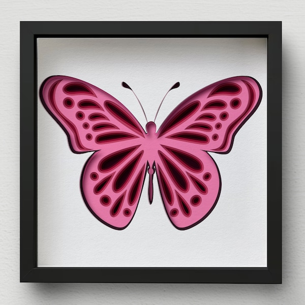 3D Butterfly Shadow Box SVG, Multi - Layered Paper Cut