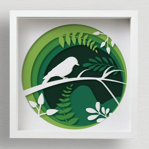 3D Vogel Schattenbox SVG, Layered Mandala für Laser Cut
