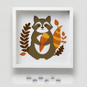 Raton laveur multicouche SVG, boîte d'ombre de forêt d'automne