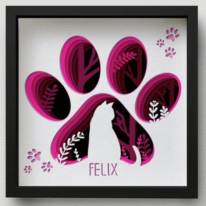 3D Cat Paw Shadow Box SVG, fichiers découpés au laser multicouches