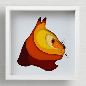 Chat 3D Shadow Box SVG, mandala en couches découpé au laser pour Cricut