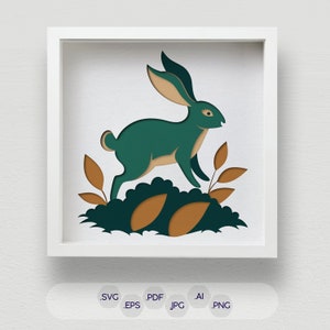 Mehrschichtige Kaninchen SVG, Waldkaninchen Schattenbox