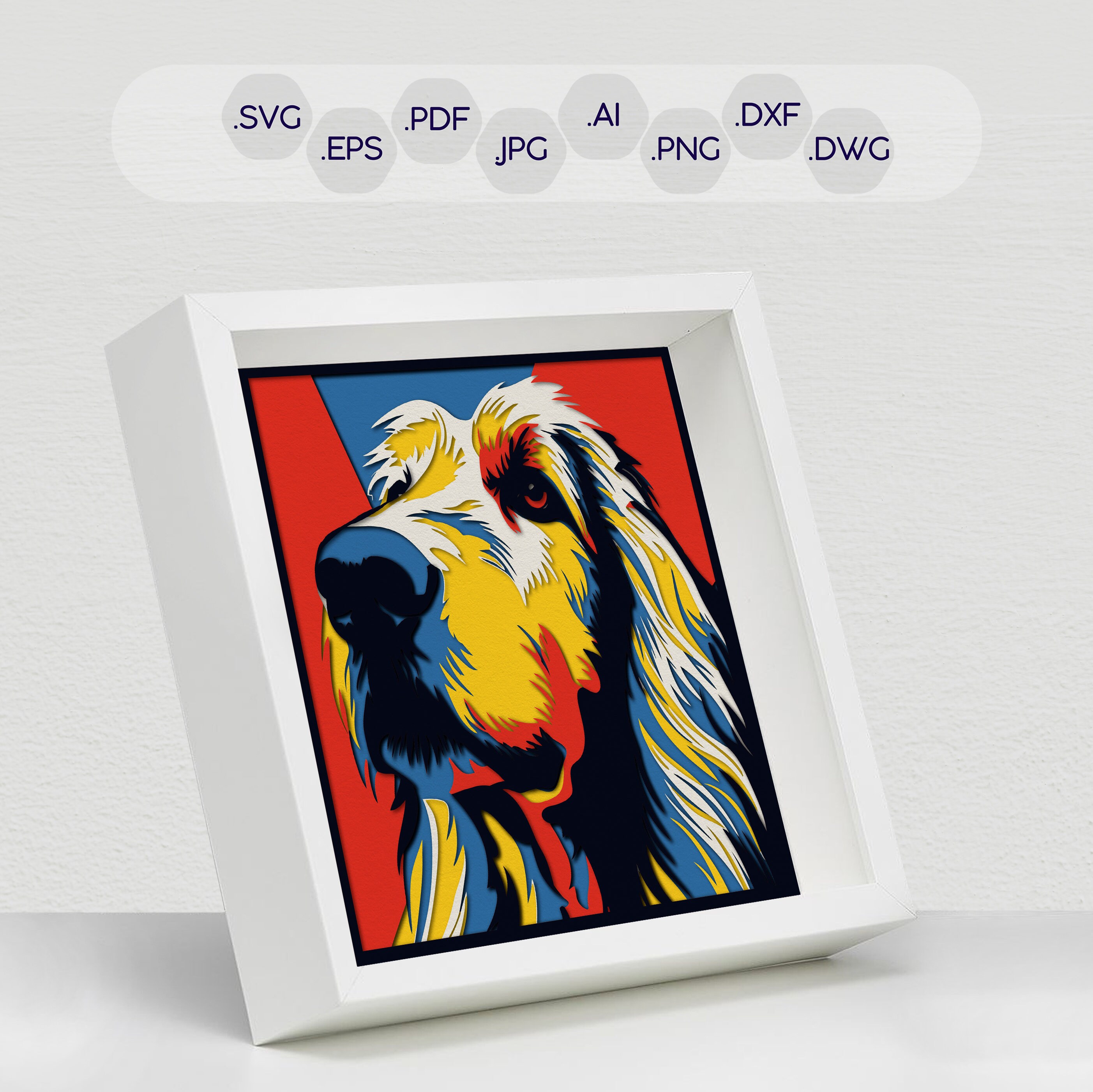 3D Colorful Dog Shadow Box SVG Multilayered Laser Cut for Etsy UK