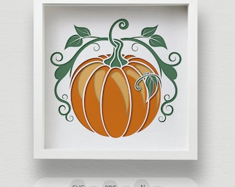 Multi-Layered Pumpkin SVG, Autumn Harvest Shadow Box