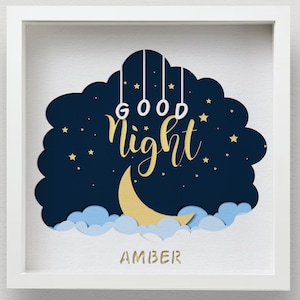 3D Baby Good Night Shadow Box SVG, Multi - Layered Laser Cut