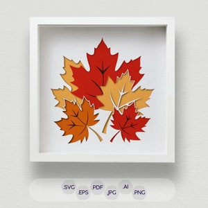 Feuilles d'automne multicouches SVG, boîte d'ombre de feuilles d'automne