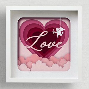 3D Love Shadow Box SVG, Valentijnsdag mandala lasergesneden