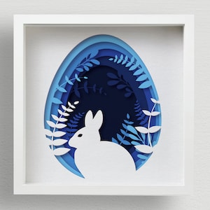 Lapin de Pâques 3D Shadow Box SVG, mandala en couches découpé au laser pour Cricut