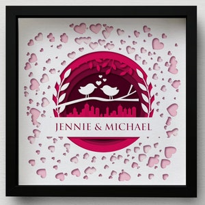 3D Love Bird Shadow Box SVG, Walentynkowa Mandala Cięta Laserowo