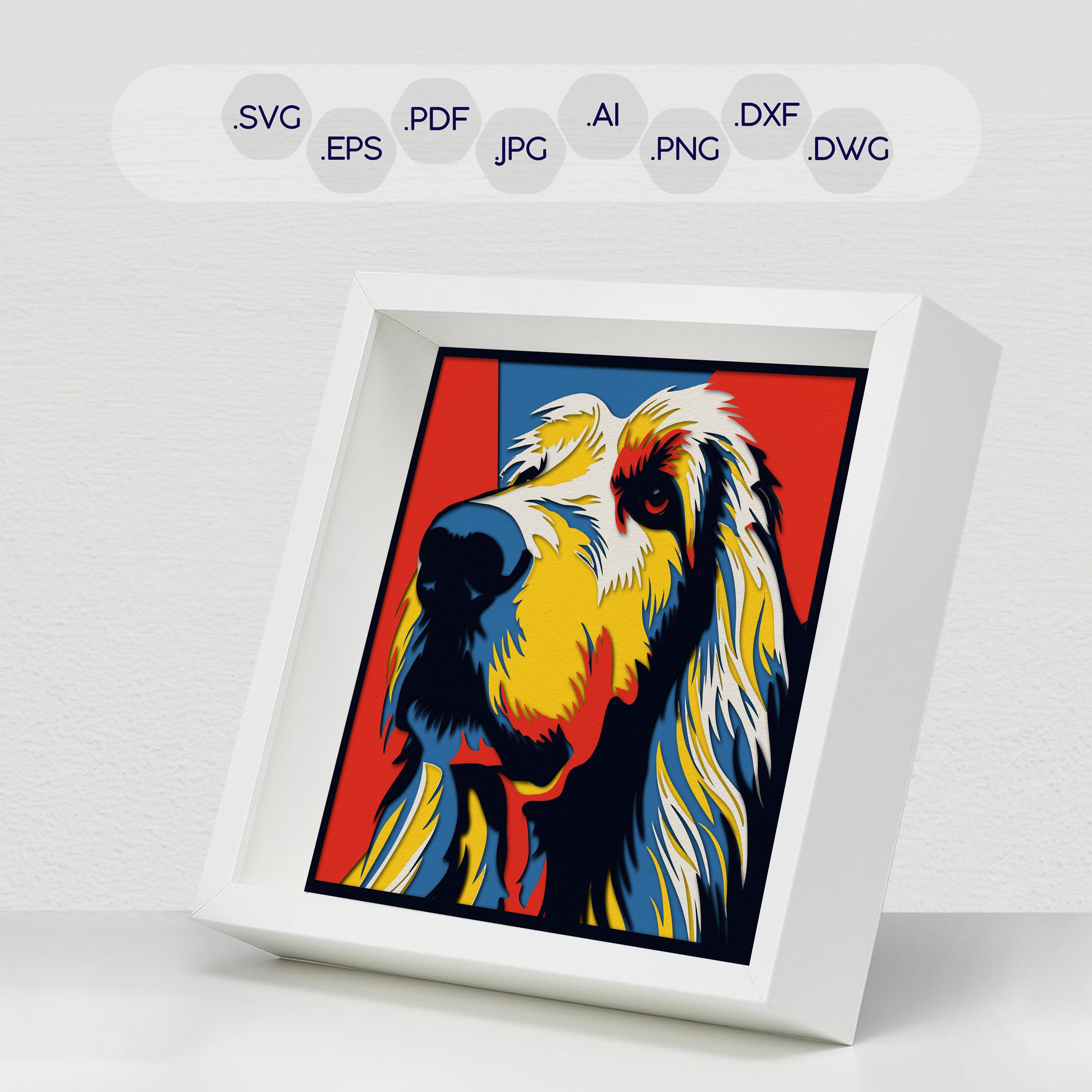 3D Colorful Dog Shadow Box SVG Multilayered Laser Cut for Etsy UK