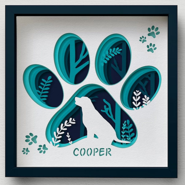 3D Labrador Dog Paw Shadow Box SVG, Mandala Layered Laser Cut 3D Labrador Dog Paw Shadow Box SVG, Mandala Layered Laser Cut