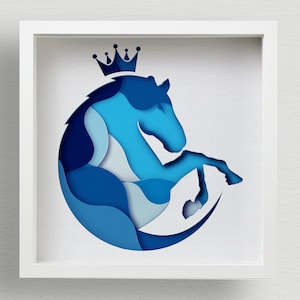 Scatola ombra cavallo 3D SVG, taglio laser a strati Mandala