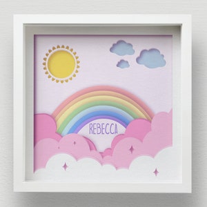 Scatola per baby shower 3D SVG, carta tagliata a strati arcobaleno