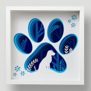 3D Hundepfote Schattenbox SVG, Mandala Layered Laser Cut
