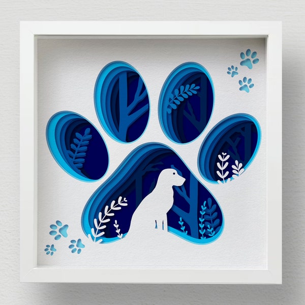 3D Dog Paw Shadow Box SVG, Mandala Layered Laser Cut 3D Dog Paw Shadow Box SVG, Mandala Layered Laser Cut